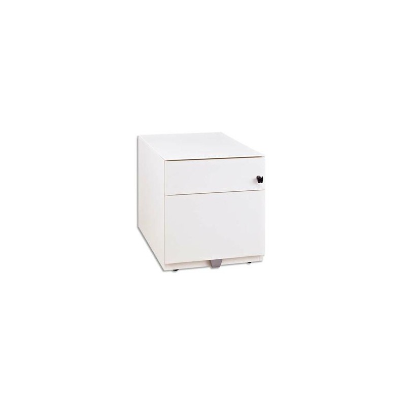 GAUTIER Caisson mobile métal laqué blanc, 3 tiroirs 1 plumier 4 roulettes SUNDAY 45x50x57cm
