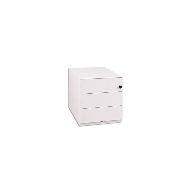 GAUTIER Caisson mobile métal laqué blanc, 2 tiroirs 1 plumier 5 roulettes SUNDAY 45x50x57cm