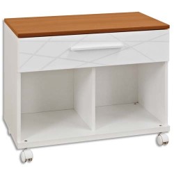 GAUTIER Rangement bas mobile blanc SUNDAY,1 tiroir blanc graphique, 2 cases SUNDAY 80x59x42cm