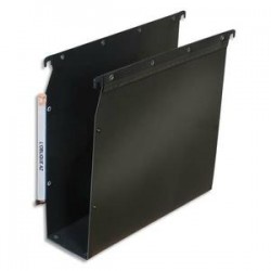 OBLIQUE AZ Paquet de 10 dossiers suspendus ARMOIRE en polypro opaque. Fond 80, bouton-pression. Noir