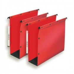 OBLIQUE AZ Paquet de 10 dossiers suspendus ARMOIRE en polypro opaque. Fond 80, bouton-pression. Rouge
