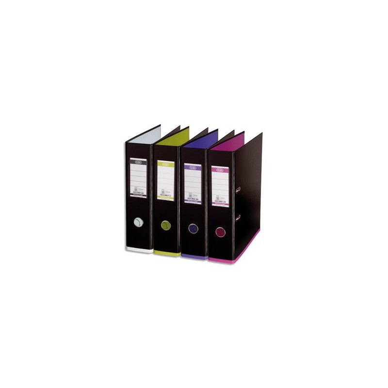 ELBA Classeur à levier MyCoulour recouvert de polypro dos 80mm coloris noir et renforts en pp assortis ELBA Classeur à levier MyCoulour recouvert de polypro dos 80mm coloris noir et renforts en pp assortis