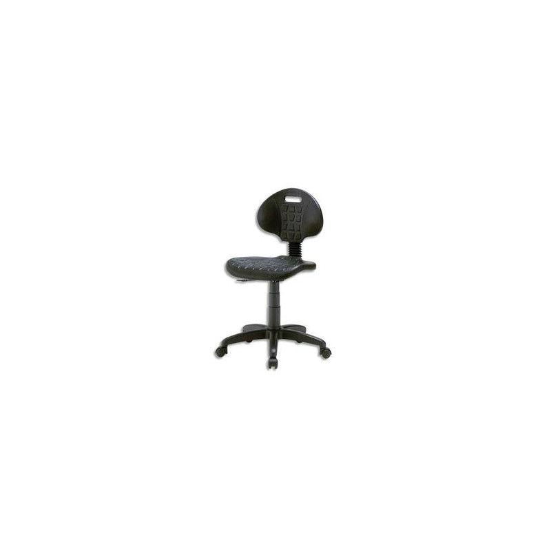 Chaise technique noire en polyuréthane hauteur standard avec repose-pieds sur roulettes Chaise technique noire en polyuréthane hauteur standard avec repose-pieds sur roulettes