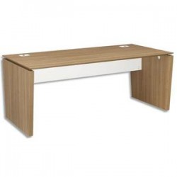 GAUTIER Bureau pieds panneaux + passe-câbles Xenon - Dimensions : L190 x H75 x P90 cm merisier Italien