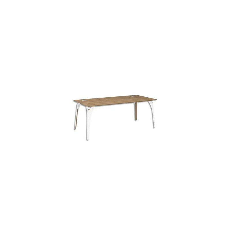 GAUTIER Bureau pieds métal + passe-câbles Xenon - Dimensions : L190 x H75 x P90 cm merisier Italien GAUTIER Bureau pieds métal + passe-câbles Xenon - Dimensions : L190 x H75 x P90 cm merisier Italien