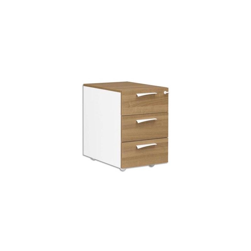 GAUTIER Caisson mobile 3 tiroirs Xenon - Dimensions : L42 x H61 x P60 cm coloris merisier Italien