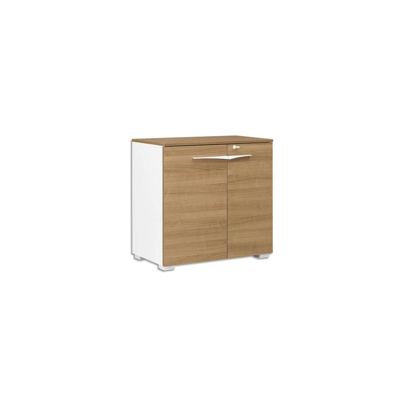 GAUTIER Rangement bas 2 portes Xenon - Dimensions : L80 x H78 x P45 cm coloris merisier Italien