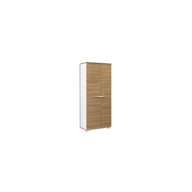 GAUTIER Armoire 2 portes pleines Xenon - Dimensions : L80 x H188 x P45 cm coloris merisier Italien