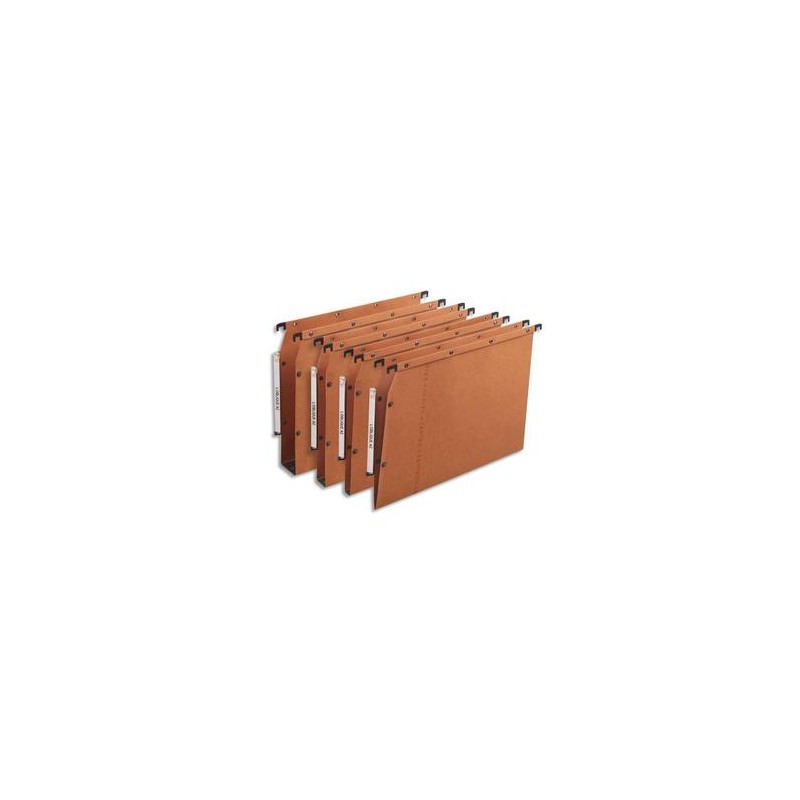 OBLIQUE AZ Boîte de 25 dossiers suspendus ARMOIRE en kraft 240g. Fond V, bouton-pression. Orange OBLIQUE AZ Boîte de 25 dossiers suspendus ARMOIRE en kraft 240g. Fond V, bouton-pression. Orange