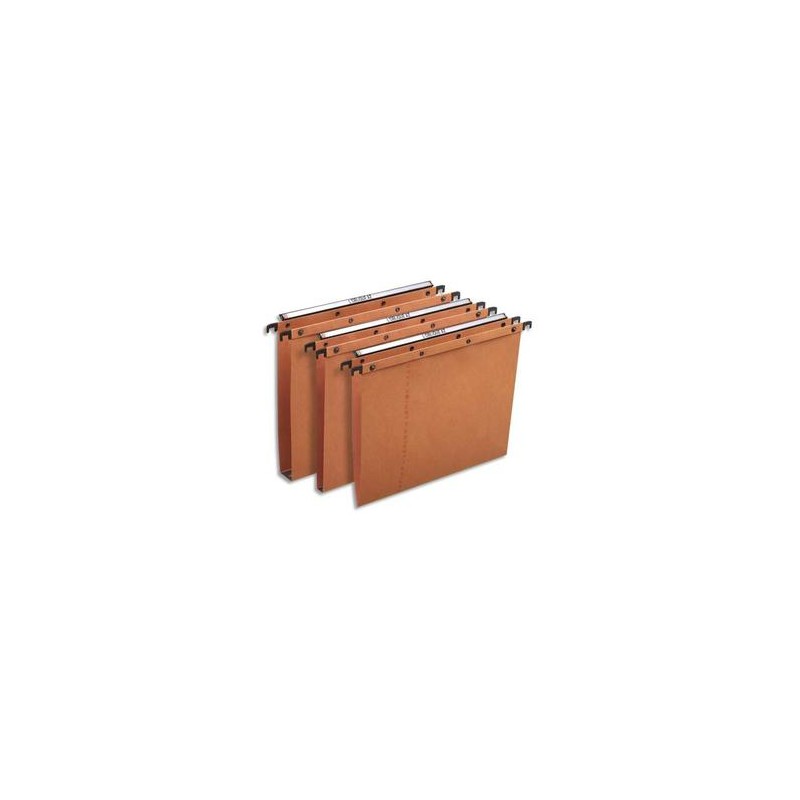 OBLIQUE AZ Boîte de 25 dossiers suspendus TIROIR en kraft 240g. Fond V, bouton-pression. Orange OBLIQUE AZ Boîte de 25 dossiers suspendus TIROIR en kraft 240g. Fond V, bouton-pression. Orange