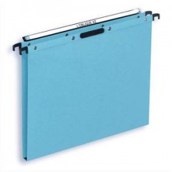 OBLIQUE AZ Boîte de 25 dossiers suspendus TIROIR en kraft 240g. Fond 15, Velcro. Bleu