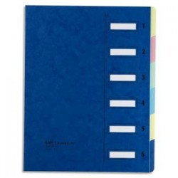 EMEY Trieur EMEY JUNIOR en carte avec système clip, 6 compartiments. Coloris bleu.