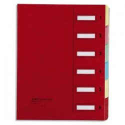 EMEY Trieur EMEY JUNIOR en carte avec système clip, 6 compartiments. Coloris rouge.