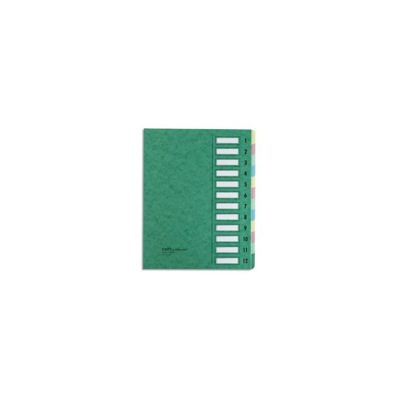EMEY Trieur EMEY JUNIOR en carte avec système clip, 12 compartiments. Coloris vert.