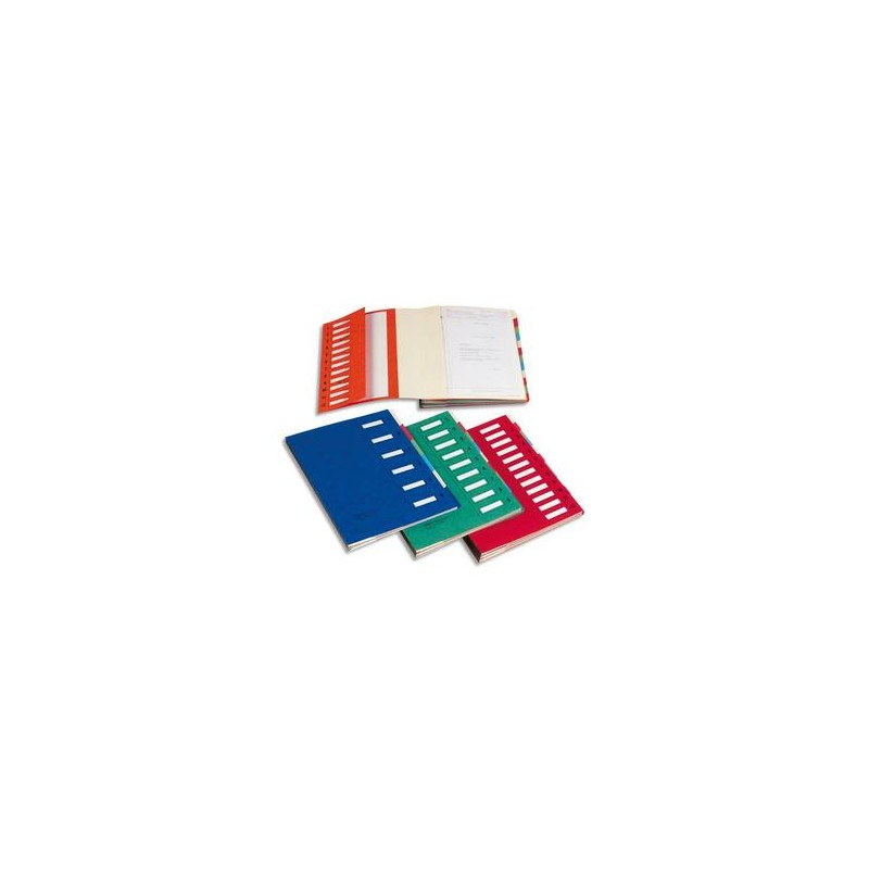EMEY Trieur EMEY JUNIOR en carte avec système clip, 12 compartiments. Coloris rouge.