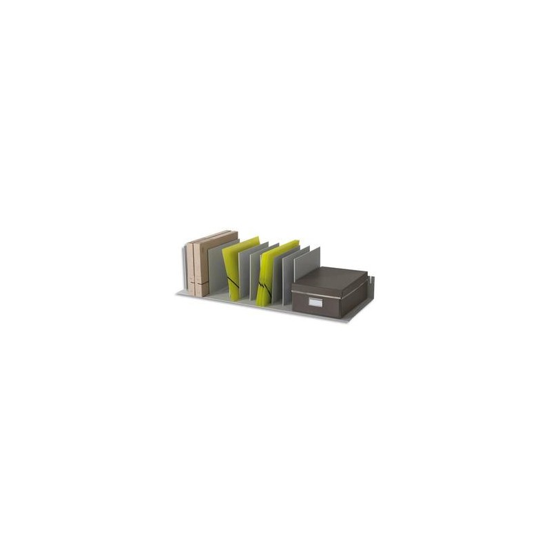PAPERFLOW Trieur avec 10 séparateurs amovibles/crémaillères au pas 2,5 cm L92 x H21 x P27,5 cm gris PAPERFLOW Trieur avec 10 séparateurs amovibles/crémaillères au pas 2,5 cm L92 x H21 x P27,5 cm gris
