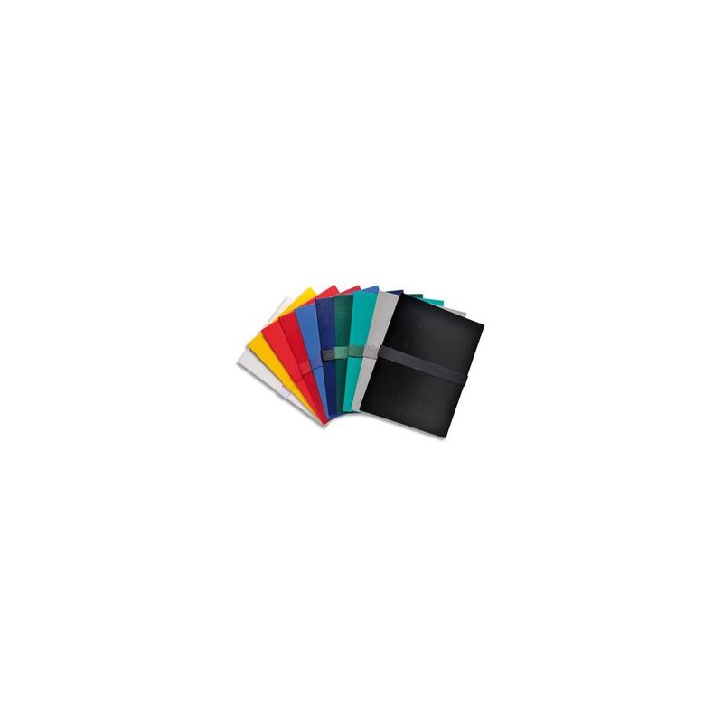 EXACOMPTA Chemise extensible 390 , recouverte de balacron, grand rabat, sangle velcro. Coloris assortis EXACOMPTA Chemise extensible 390 , recouverte de balacron, grand rabat, sangle velcro. Coloris assortis