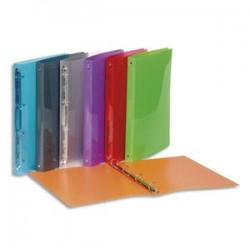 VIQUEL Classeur 4 anneaux Ø20 mm PROPYGLASS en polypropylène 5/10e. Dos 2,5 cm. Coloris assortis