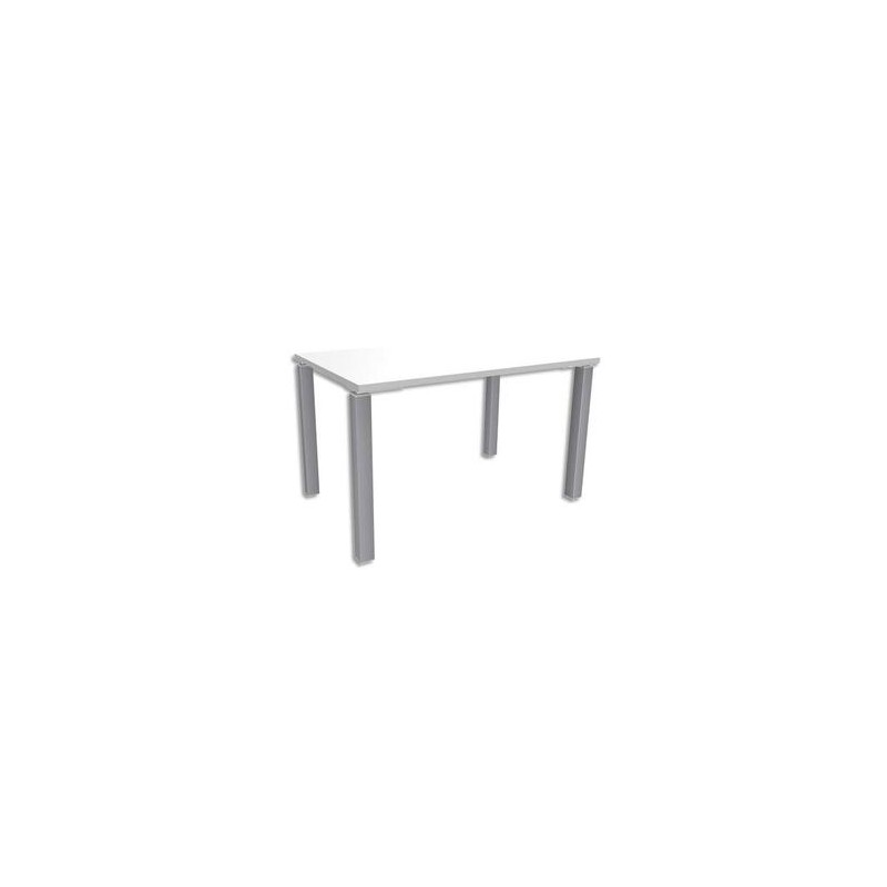SIMMOB Bureau droit 4 pieds EXPRIM - Dimensions : L120 x H72,5 x P80 cm Blanc perle aluminium