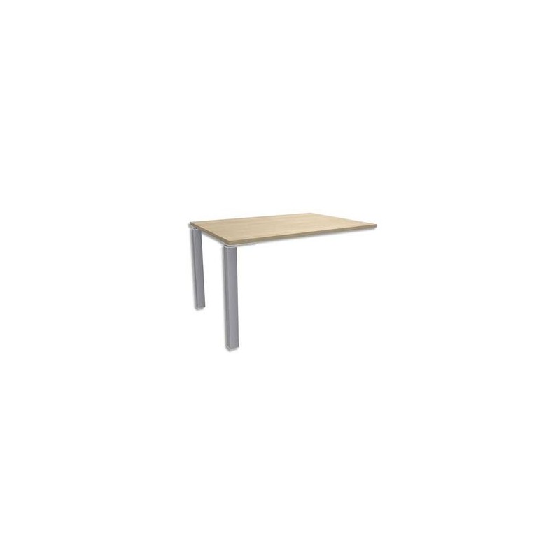 SIMMOB Bureau droit 2 pieds EXPRIM - Dimensions : L120 x H72,5 x P80 cm coloris Chêne clair aluminium