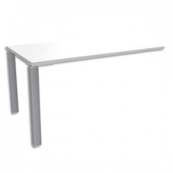 SIMMOB Bureau droit 2 pieds EXPRIM - Dimensions : L140 x H72,5 x P80 cm coloris Blanc perle aluminium