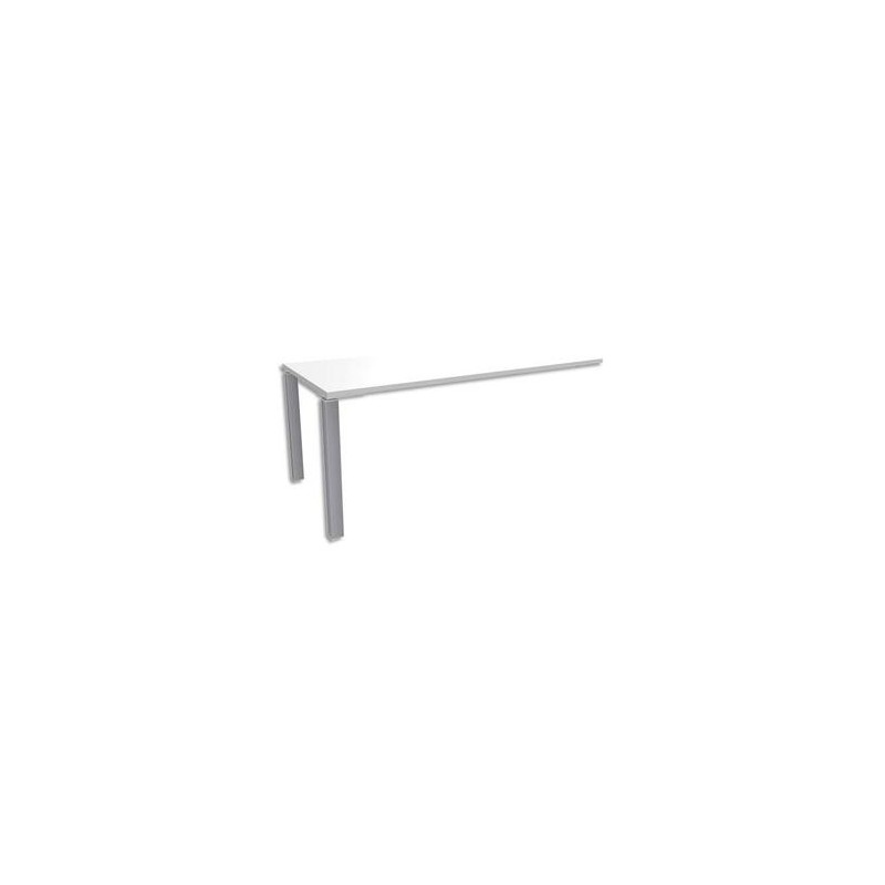 SIMMOB Bureau droit 2 pieds + raidisseur passe-câbles EXPRIM L180 x H72,5 x P80 cm Blanc perle aluminium