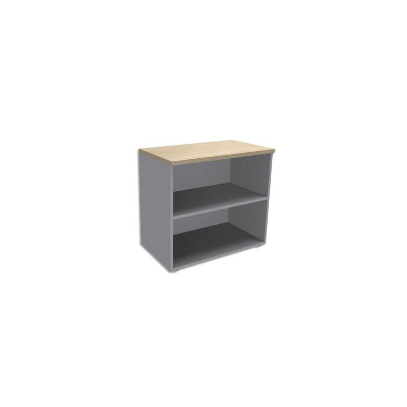 SIMMOB Armoire Basse 1 tablette sans porte aluminium, top Chêne clair EXPRIM - Dim. : L80 x H72 x P47 cm