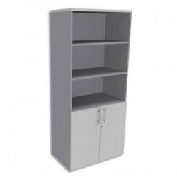 SIMMOB Bibliothèque Haute aluminium porte basse, top Blanc perle EXPRIM - Dim. : L80 x H180 x P47 cm