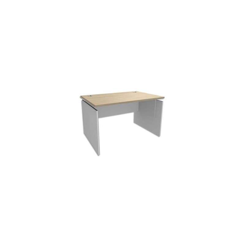 SIMMOB Bureau piètement panneau INEO - Dimensions : L160 x H72,5/75,5/82 x P80 cm Chêne clair Blanc perle SIMMOB Bureau piètement panneau INEO - Dimensions : L160 x H72,5/75,5/82 x P80 cm Chêne clair Blanc perle