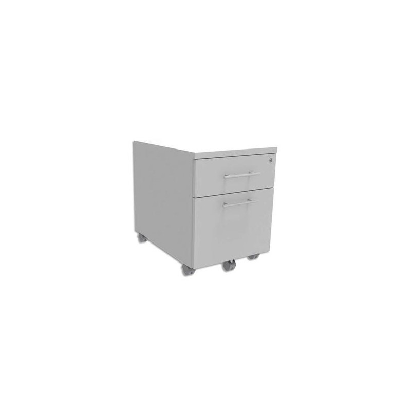 SIMMOB Caisson mobile 2 tiroirs + plumier, façade Blanc perle INEO - Dimensions : L42 x H56 x P50 cm SIMMOB Caisson mobile 2 tiroirs + plumier, façade Blanc perle INEO - Dimensions : L42 x H56 x P50 cm