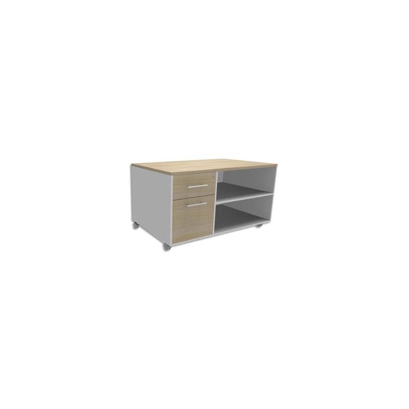 SIMMOB Console avec caisson 2 tiroirs dont 1 DS, dessus Chêne clair INEO - Dim : L100 x H63 x P60 cm SIMMOB Console avec caisson 2 tiroirs dont 1 DS, dessus Chêne clair INEO - Dim : L100 x H63 x P60 cm