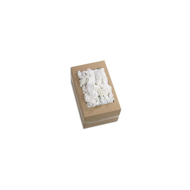 HYGIENE Boîte de 10 Kg de Chiffons en coton blanc Jersey - Format : 60 x 40 cm HYGIENE Boîte de 10 Kg de Chiffons en coton blanc Jersey - Format : 60 x 40 cm