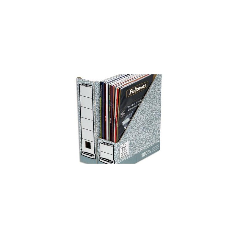 BANKERS BOX Porte-revues dos 8 cm pour format A4, carton recyclé gris/blanc BANKERS BOX Porte-revues dos 8 cm pour format A4, carton recyclé gris/blanc