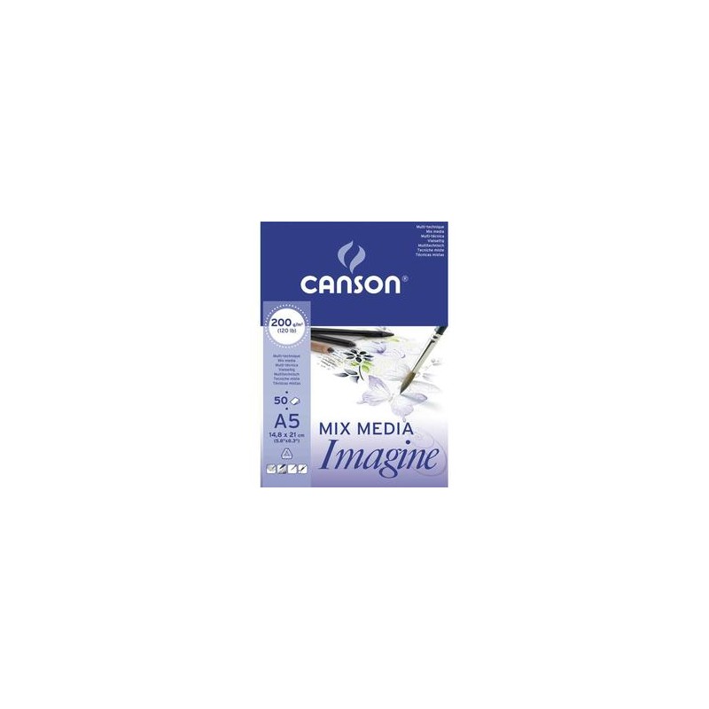 CANSON Bloc de 50 feuilles de papier dessin IMAGINE 200g A5 blanc CANSON Bloc de 50 feuilles de papier dessin IMAGINE 200g A5 blanc
