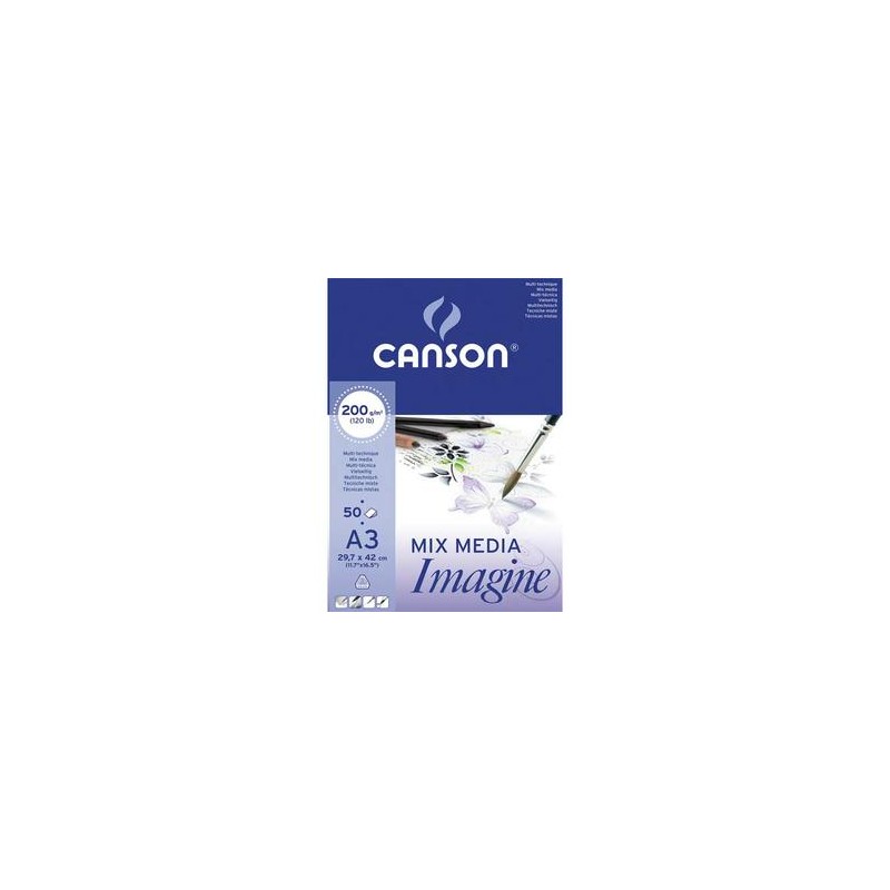 CANSON Bloc de 50 feuilles de papier dessin IMAGINE 200g A3 blanc CANSON Bloc de 50 feuilles de papier dessin IMAGINE 200g A3 blanc