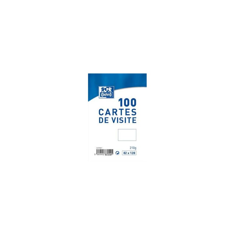 OXFORD Boîte de 100 cartes de visite 210g, format 82x128 mm OXFORD Boîte de 100 cartes de visite 210g, format 82x128 mm