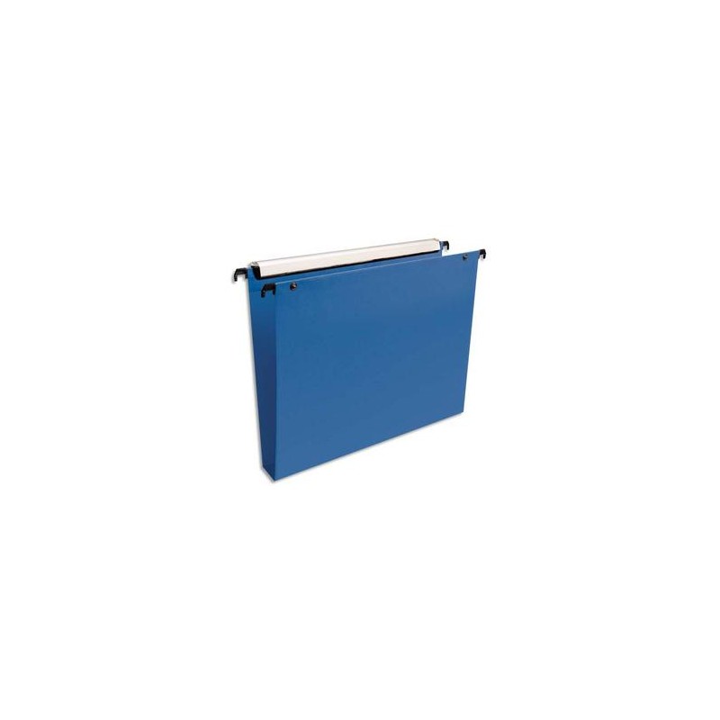 ESSELTE Paquet de 10 dossiers suspendus VMG TIROIR en polypro opaque. Fond 30, bouton-pression. Bleu