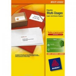 AVERY Boite de 200 étiquettes blanches multi usages 210x148mm - pour laser. jet d'encre et copieur