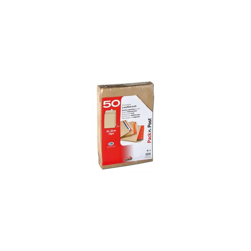 GPV paquet de 50 pochettes kraft brun auto-adhésif, format 24 260x330mm soufflet 30mm120g GPV paquet de 50 pochettes kraft brun auto-adhésif, format 24 260x330mm soufflet 30mm120g