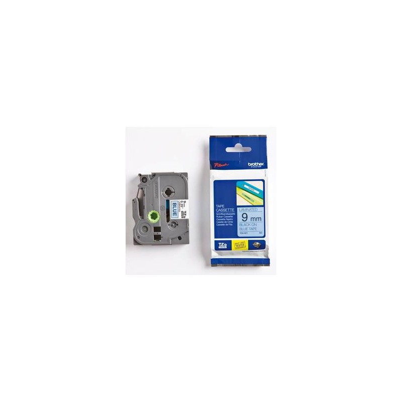 BROTHER Ruban pour PTOUCH laminé 9mmx8m noir/ bleu TZE521 BROTHER Ruban pour PTOUCH laminé 9mmx8m noir/ bleu TZE521