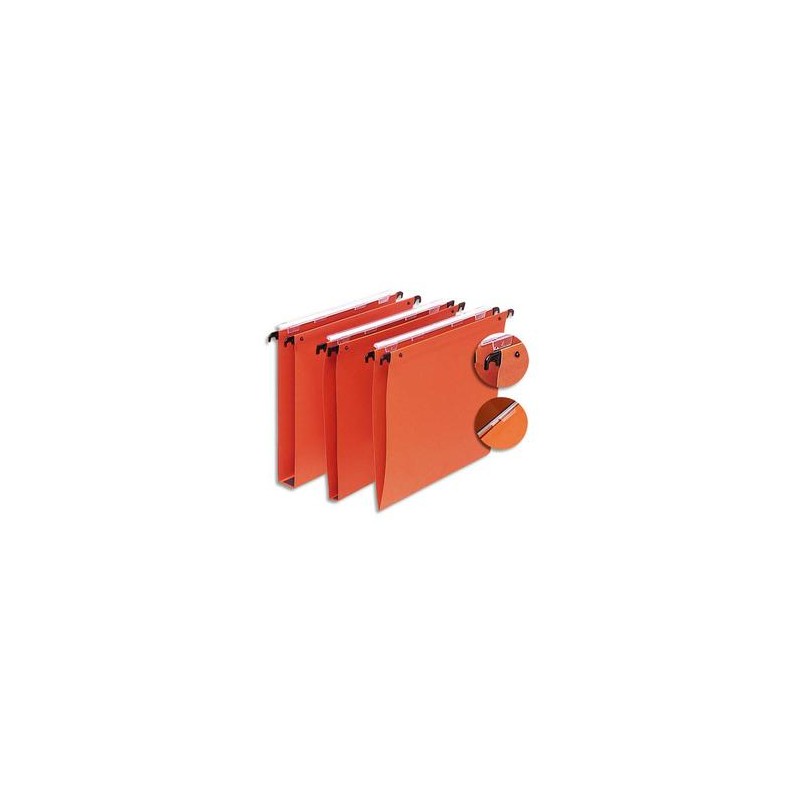 5 ETOILES Boîte de 25 dossiers suspendus TIROIR en kraft 220g. Fond 15, volet agrafage + pression. Orange 5 ETOILES Boîte de 25 dossiers suspendus TIROIR en kraft 220g. Fond 15, volet agrafage + pression. Orange