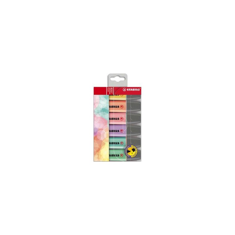 STABILO Pochette de 6 surligneurs PASTEL BOSS. Pointe biseautée STABILO Pochette de 6 surligneurs PASTEL BOSS. Pointe biseautée