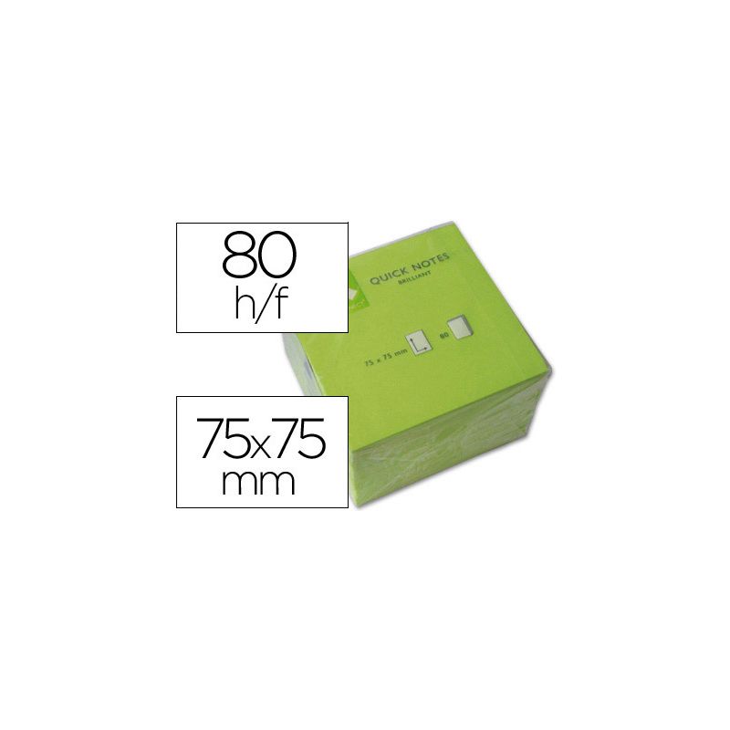 BLOC NOTES Q-CONNECT QUICK NOTES NÉON 75X75MM 80F REPOSITIONNABLES COLORIS VERT VIF BLOC NOTES Q-CONNECT QUICK NOTES NÉON 75X75MM 80F REPOSITIONNABLES COLORIS VERT VIF