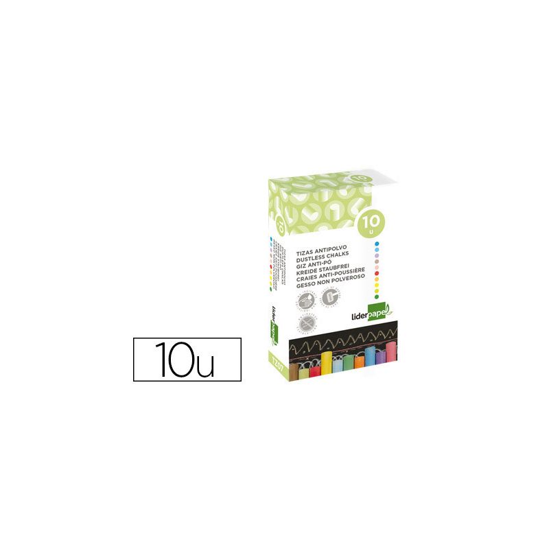 Craie liderpapel enrobée ronde anti-poussière tracé écriture douce hypoallergénique coloris assortis boîte 10u Craie liderpapel enrobée ronde anti-poussière tracé écriture douce hypoallergénique coloris assortis boîte 10u