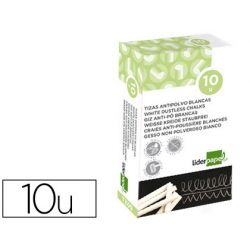 Craie liderpapel enrobée ronde anti-poussière tracé écriture douce hypoallergénique coloris blanc boîte 10u