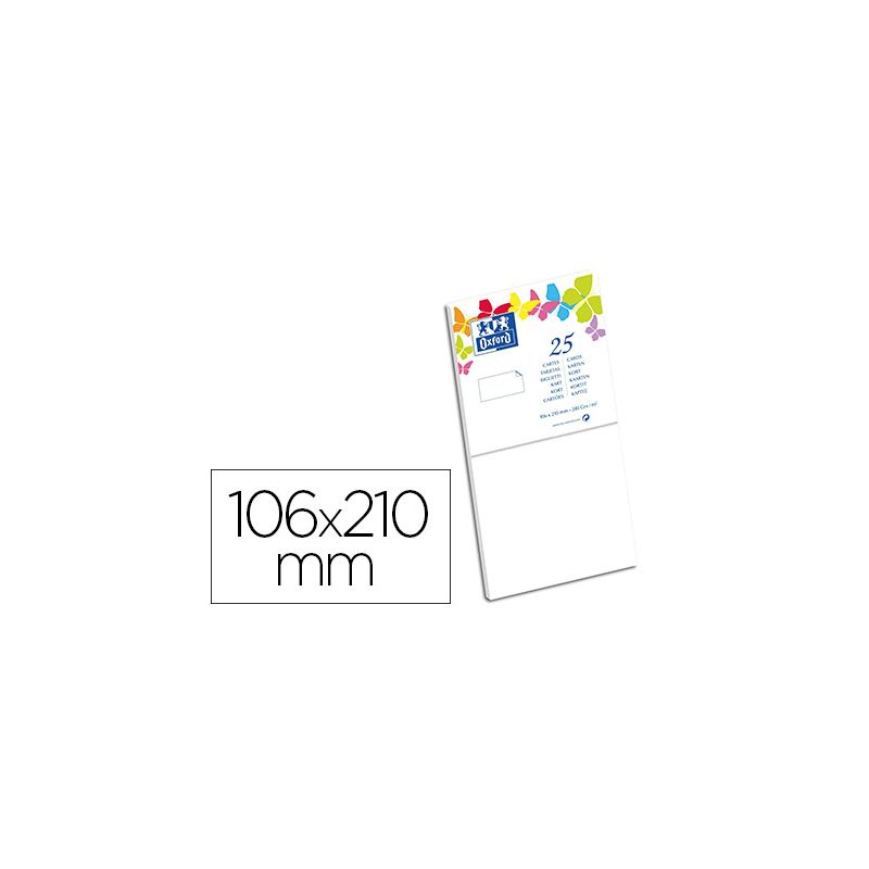 Carte oxford vélin 106x210mm 2 40g coloris blanc étui 25u Carte oxford vélin 106x210mm 2 40g coloris blanc étui 25u