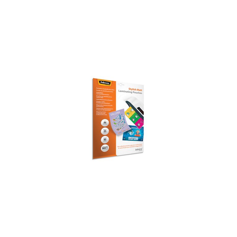 FELLOWES Pack de 25 pochettes A4 80 mircons finition Mate 5602101 FELLOWES Pack de 25 pochettes A4 80 mircons finition Mate 5602101