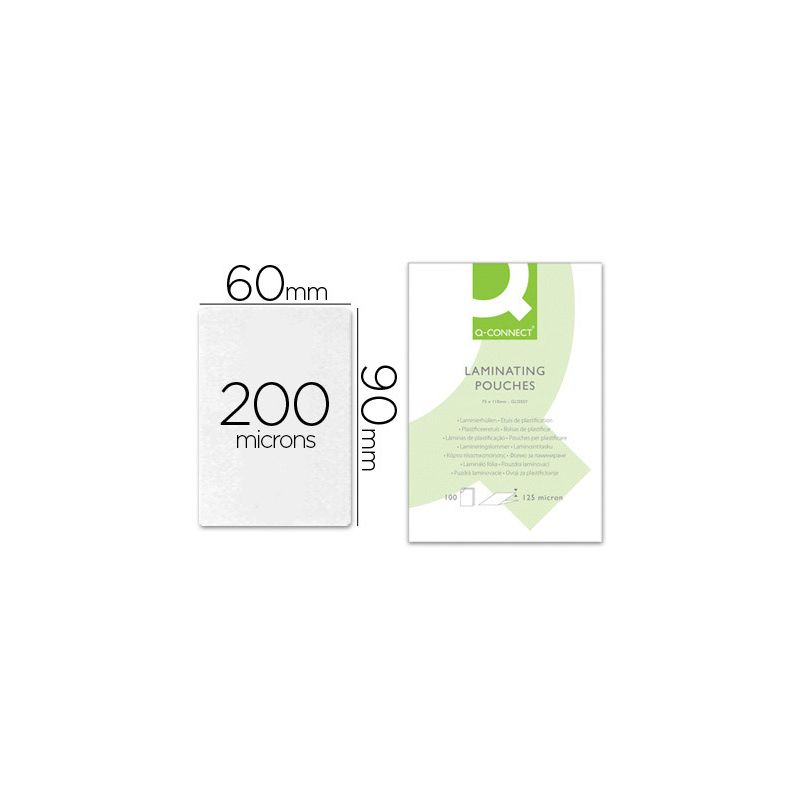Pochette plastification q-connect économique plastification chaud format 90x60mm 200 microns boîte 100 unités Pochette plastification q-connect économique plastification chaud format 90x60mm 200 microns boîte 100 unités