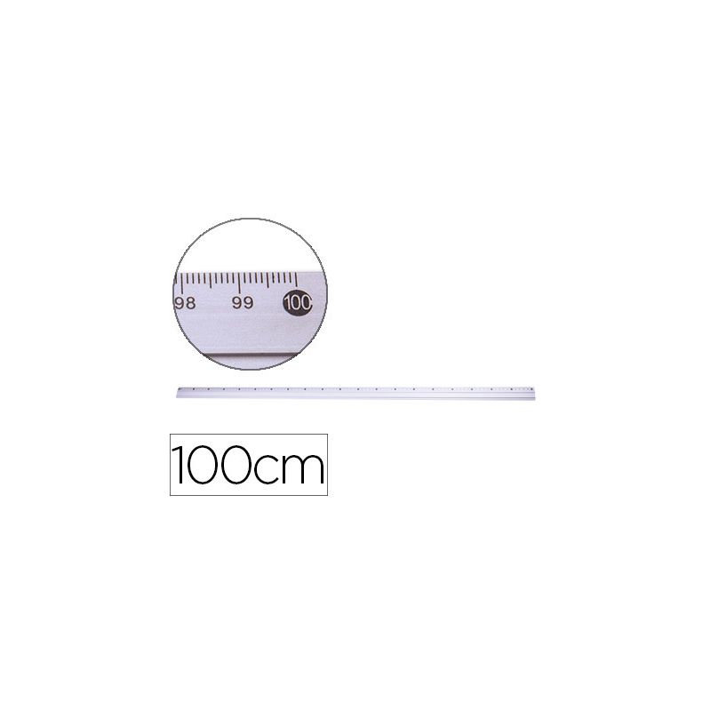 Règle q-connect 100cm base caoutchouc millimétrée biseautée gamme aluminium économique étui plastique