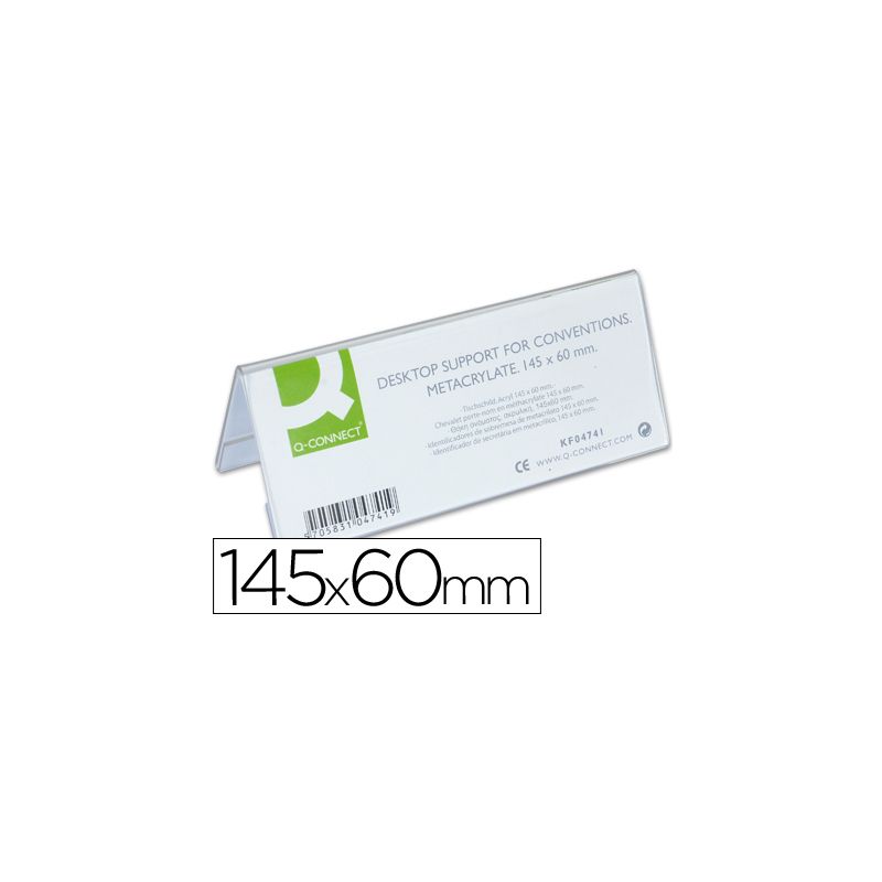 Chevalet q-connect porte-noms méthacrylate idéal système identification 145x60mm Chevalet q-connect porte-noms méthacrylate idéal système identification 145x60mm